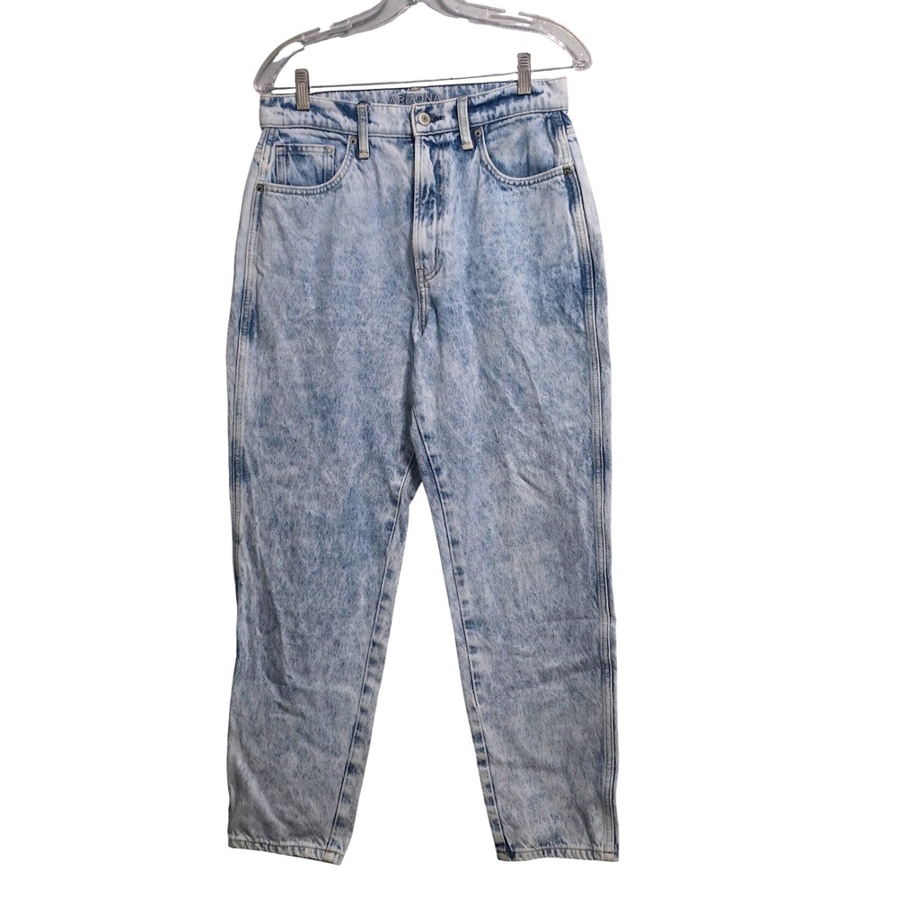 Arizona Jean Co Highest Rise Mom Jeans Acid Wash Light Blue Size 11 100% Cotton‎